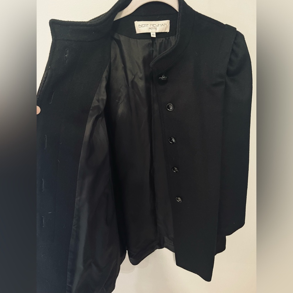 Vintage Bert Newman Wool Coat – Classic Black – Size 10 Petite - Picture 6 of 7